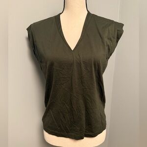 Frame Le Mid Rise Dark Green V-Neck T-shirt